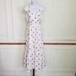 Simplee Womens Midi Dress Small Embroidered Eyelet Floral Cotton Sundress NEW